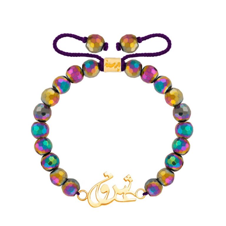 دستبند طلا سنگی عشق و حدید رنگی