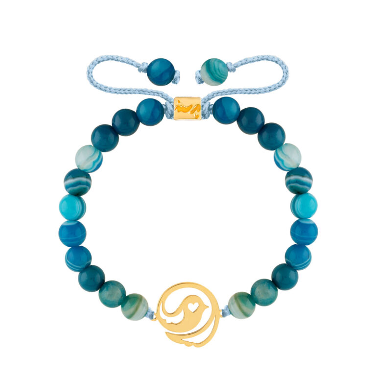 دستبند طلا سنگی جوجه و قلب