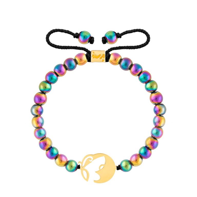 دستبند طلا سنگی پلاک پروانه