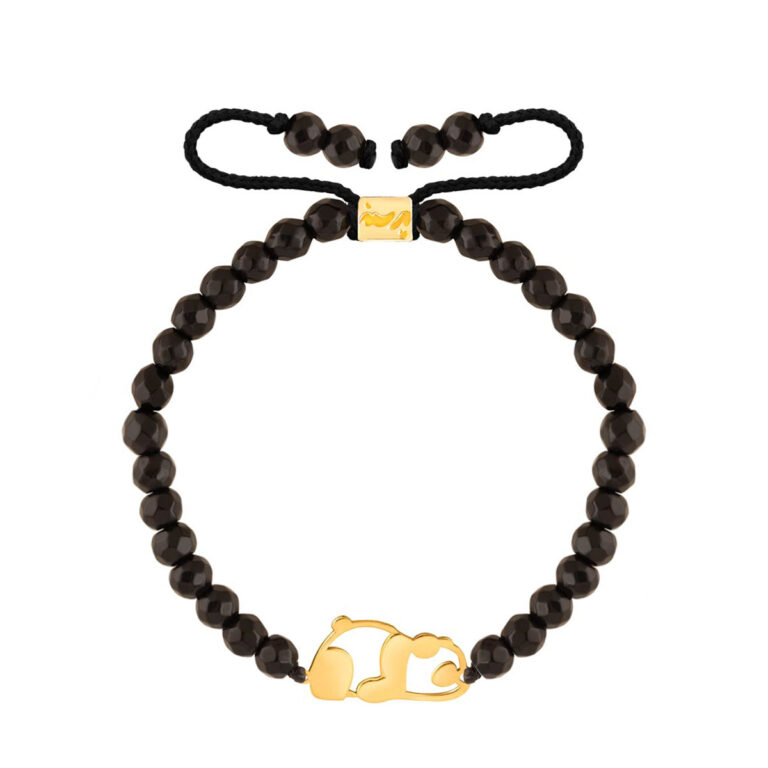 دستبند طلا سنگی پاندا و اونیکس