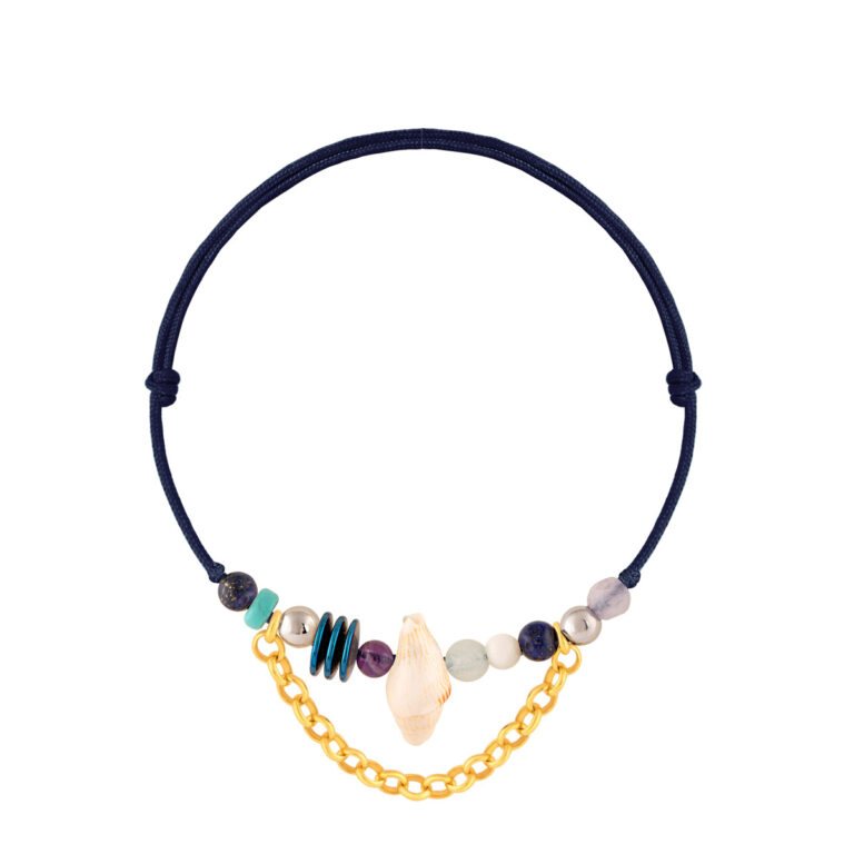 دستبند طلا بافت سرمه ای صدف