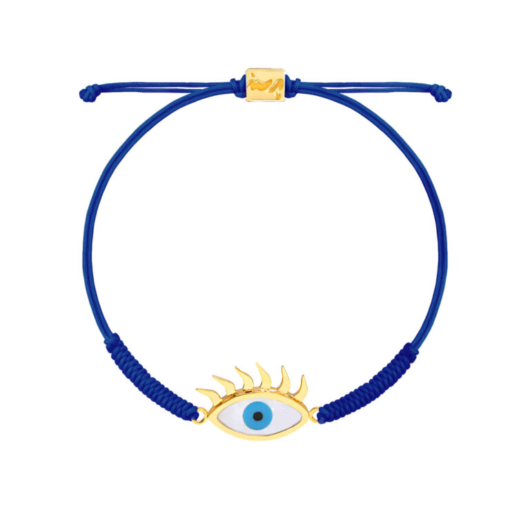 دستبند طلا بافت مکرمه آبی چشم مژه دار