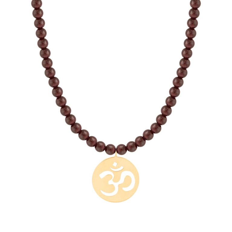 گردنبند طلا سنگی اُم و گارنت