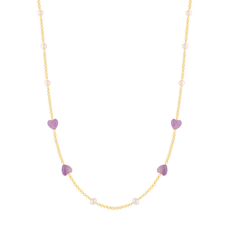 گردنبند طلا مروارید و قلب