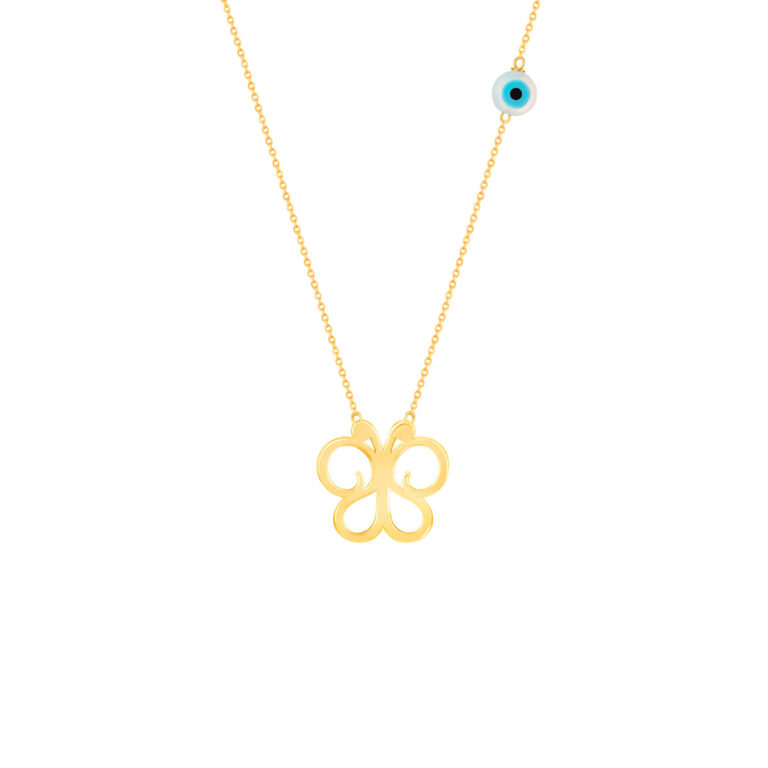 گردنبند طلا بچه گانه پروانه و چشم نظر