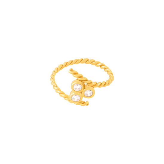 انگشتر طلا سه نگین لونا و پیچ