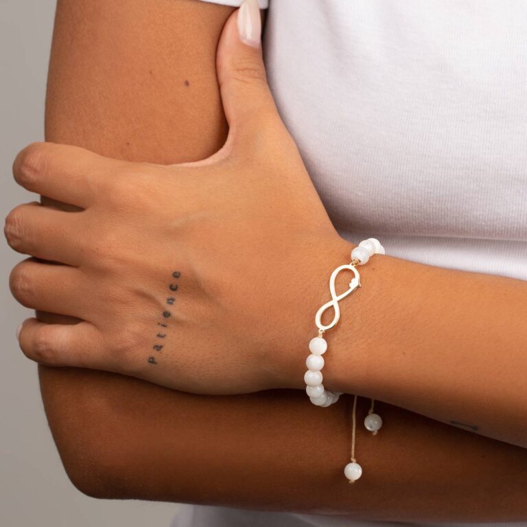 دستبند طلا سنگی بی نهایت و قلب