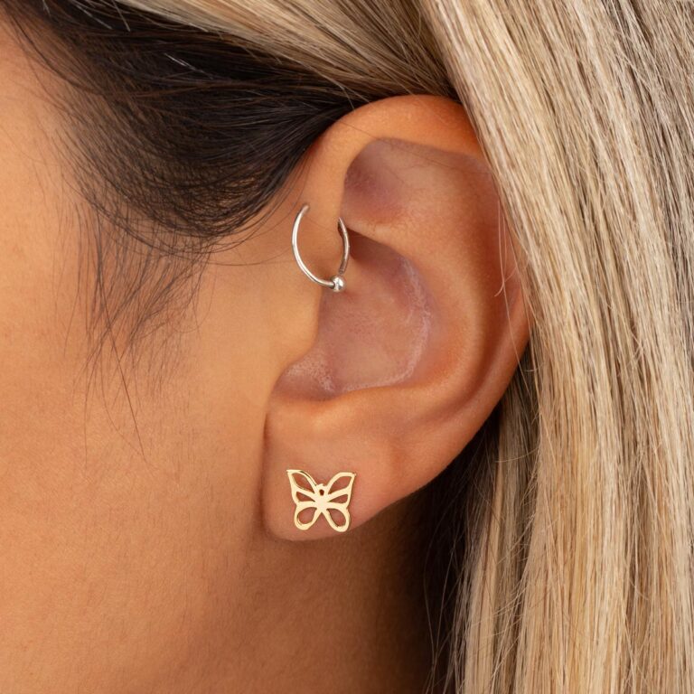 گوشواره طلا پروانه توخالی