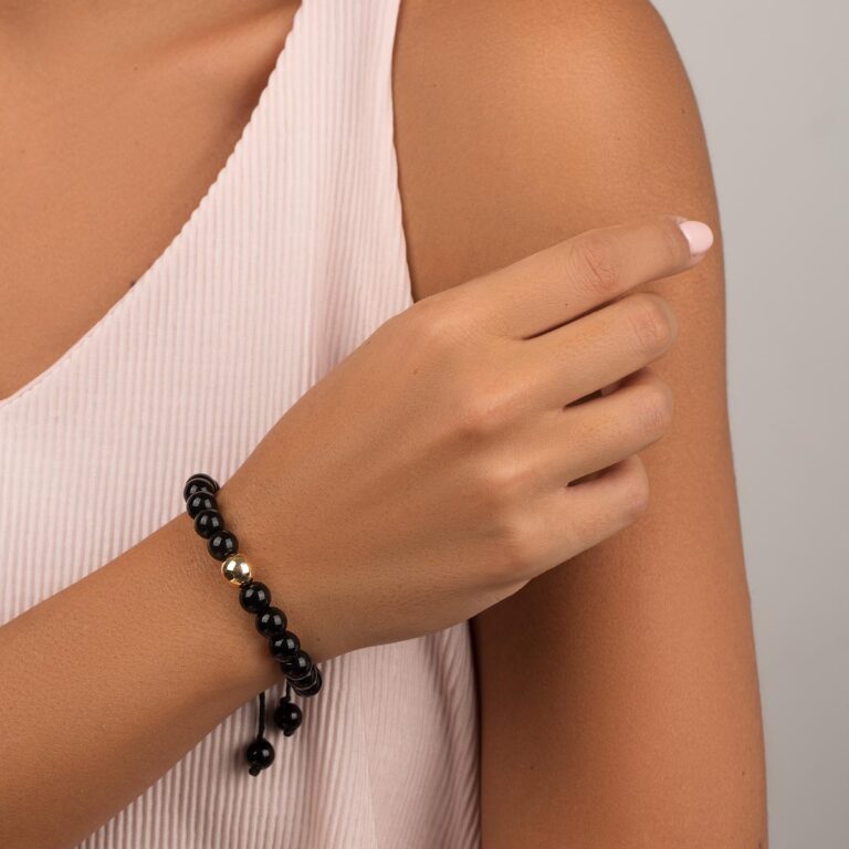 دستبند طلا سنگی تک گوی