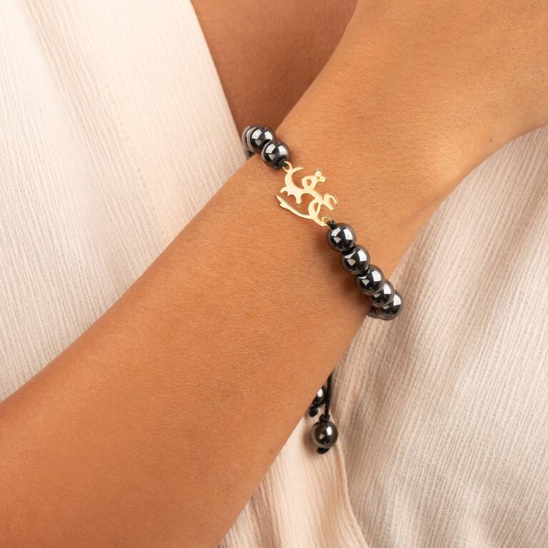 دستبند طلا سنگی عشق و حدید