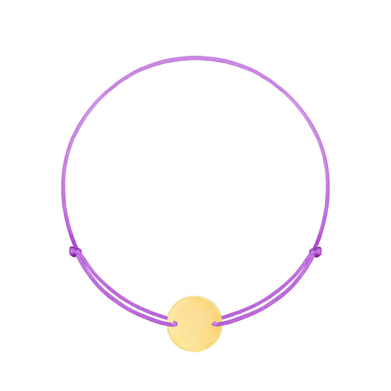 دستبند طلا بافت بنفش دایره کوچک حکاکی