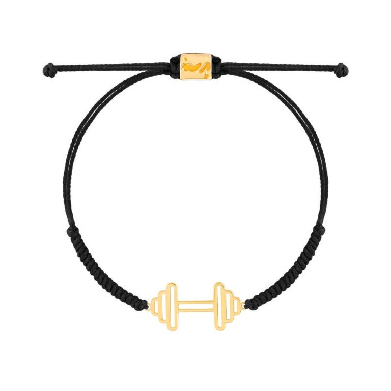 دستبند طلا بافت مشکی دمبل بزرگ