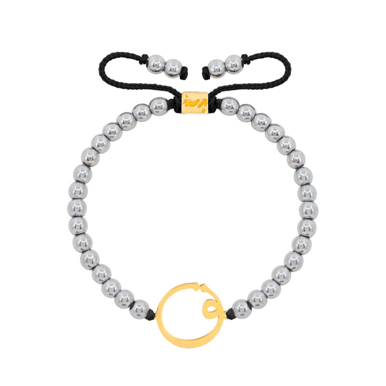 دستبند طلا سنگی حرف ق