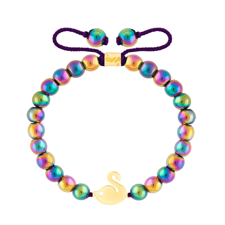 دستبند طلا سنگی قو و قلب