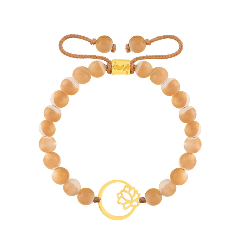 دستبند طلا سنگی گل و دایره