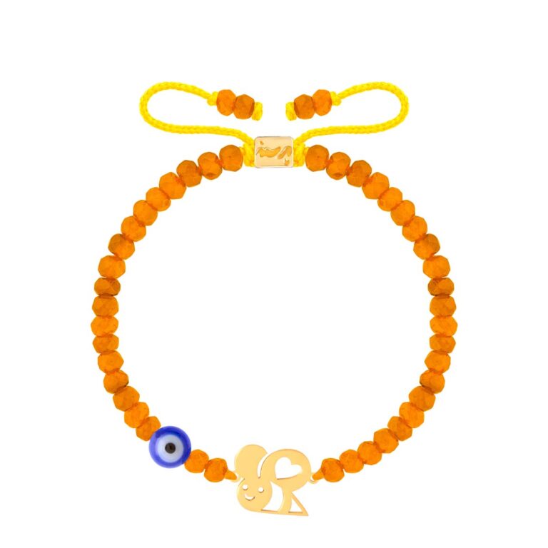 دستبند طلا بچه گانه سنگی زنبور و قلب