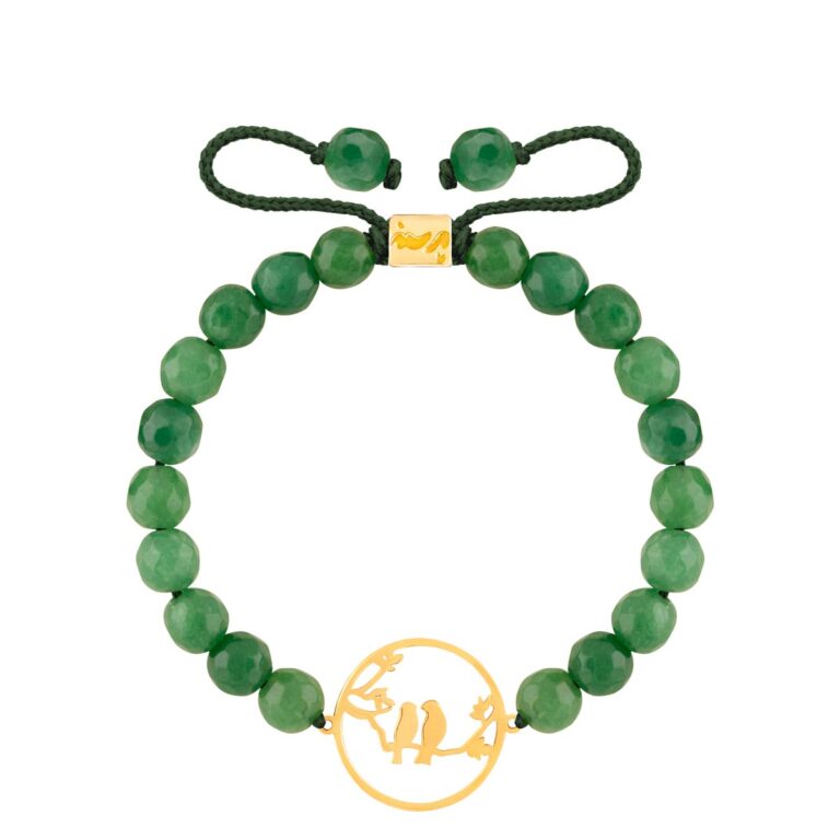 دستبند طلا سنگی دو کبوتر