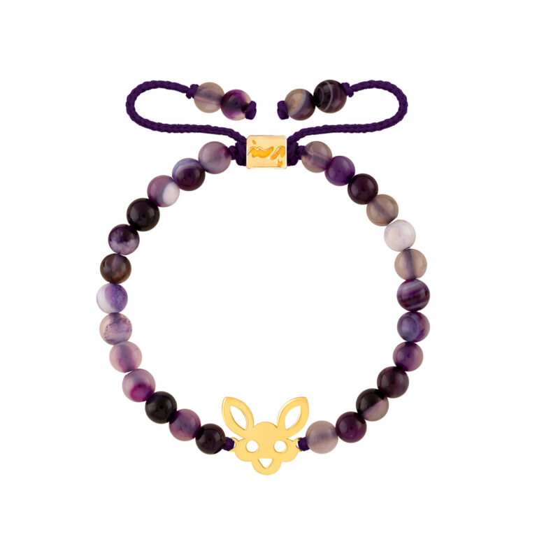 دستبند طلا بچه گانه سنگی خرگوش و آمیتیس