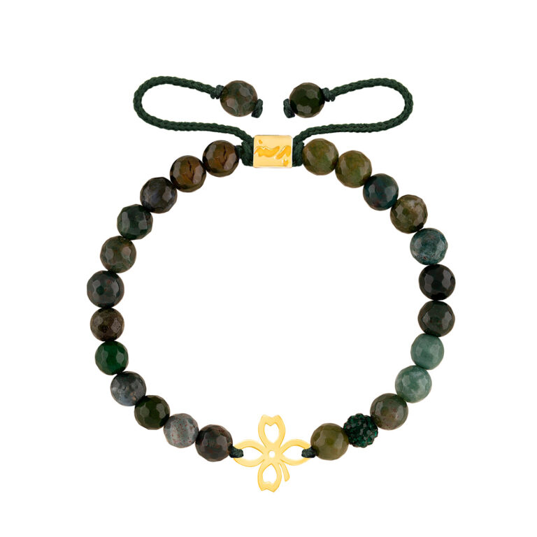 دستبند طلا سنگی شبدر و لاجورد