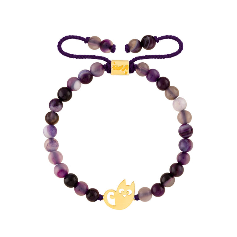 دستبند طلا بچه گانه سنگی گربه