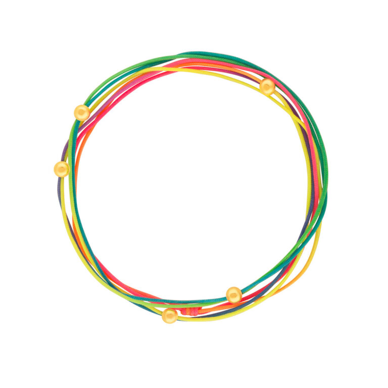 دستبند طلا بافت پنج گوی