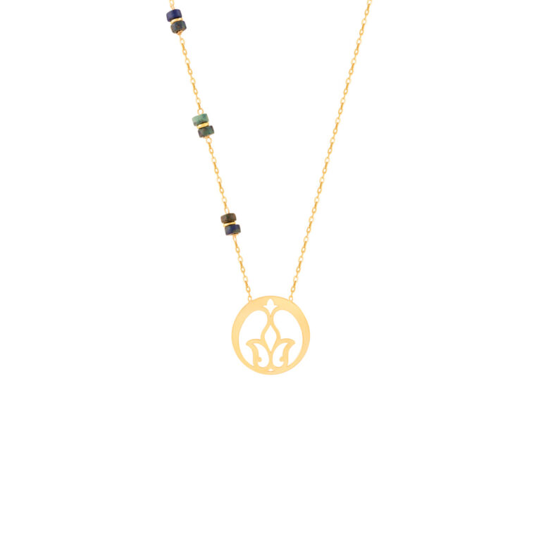 گردنبند طلا اسلیمی و لاجورد