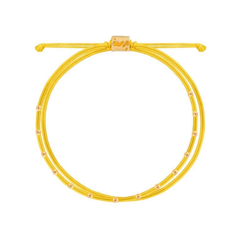 دستبند طلا بافت زرد چهارده مهره