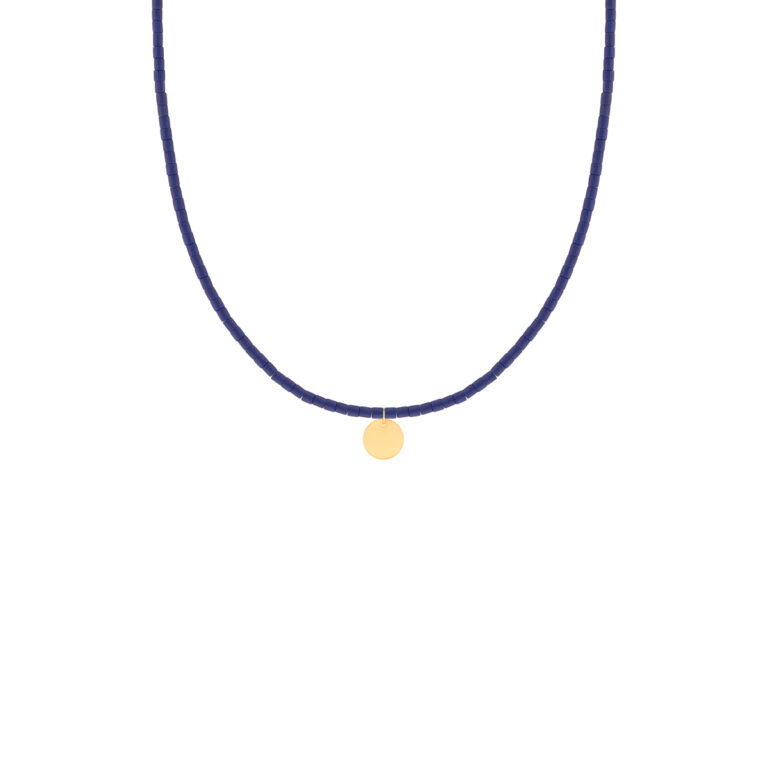 گردنبند طلا سنگی آبی دایره حکاکی