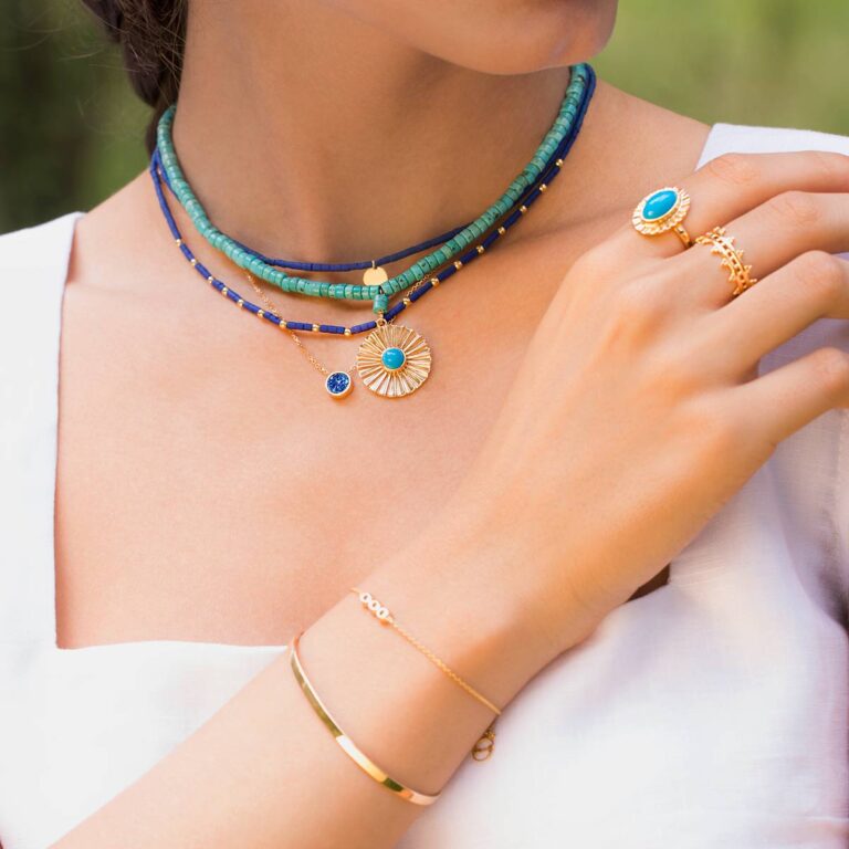 گردنبند طلا سنگی هجده گوی - تصویر 3