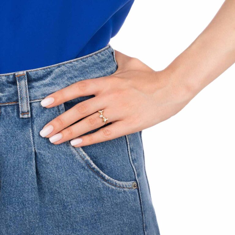 انگشر طلا تک رینگ مینِلاوا و صدف