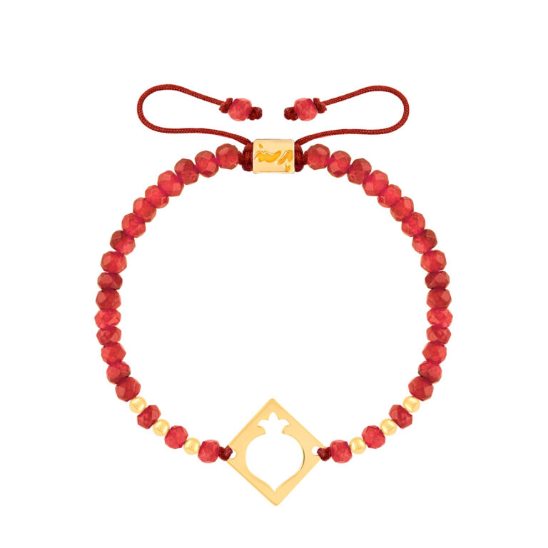 دستبند طلا سنگی انار اسلیمی و گوی
