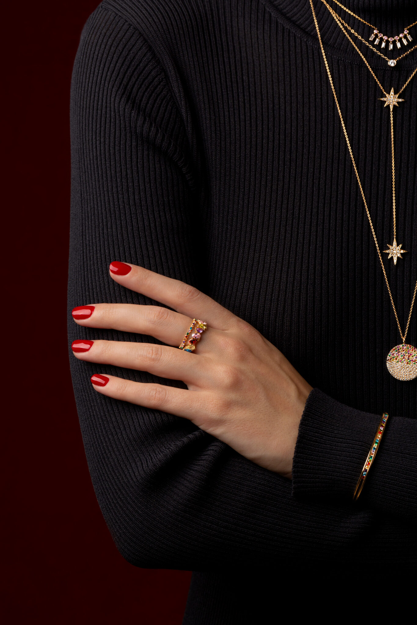 گردنبند طلا دایره رنگین کمان - تصویر 3