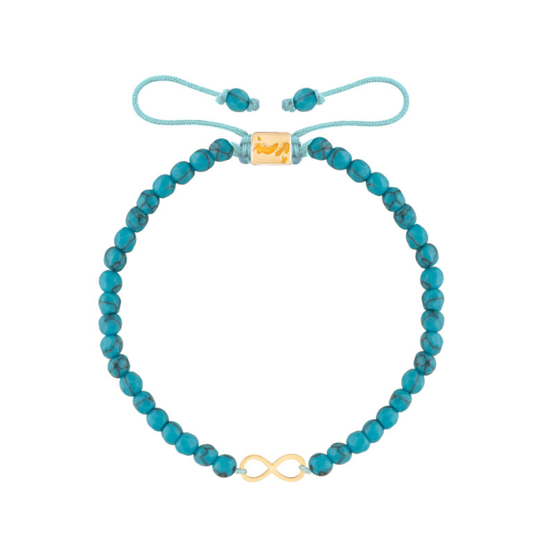 دستبند طلا سنگی بی نهایت و فیروزه