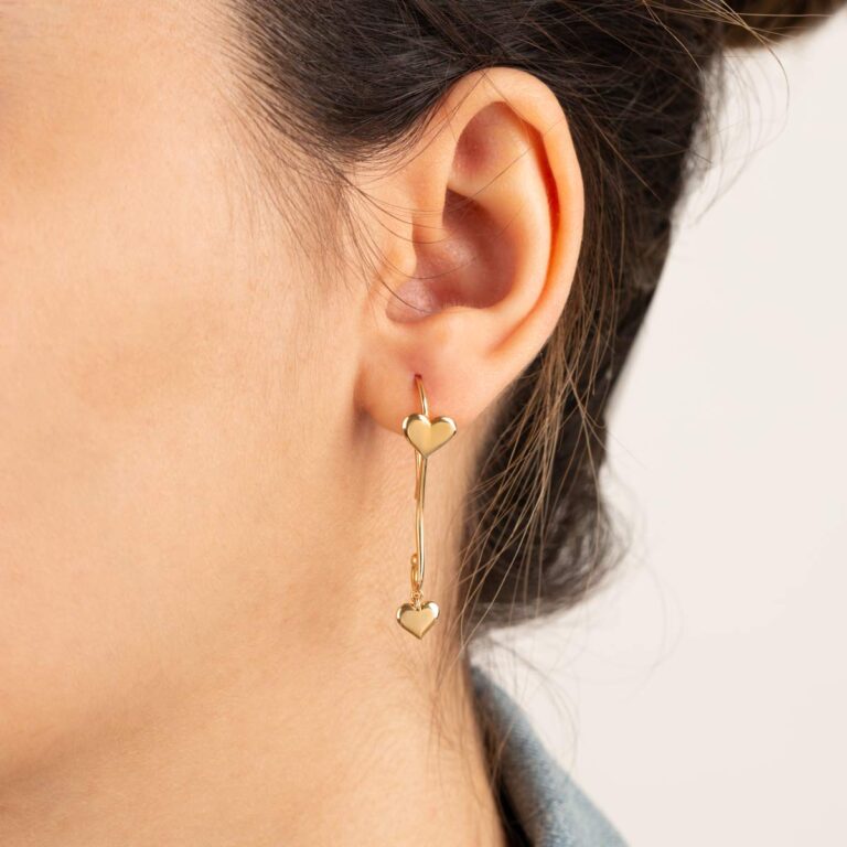 گوشواره طلا عصایی قلب و ستاره