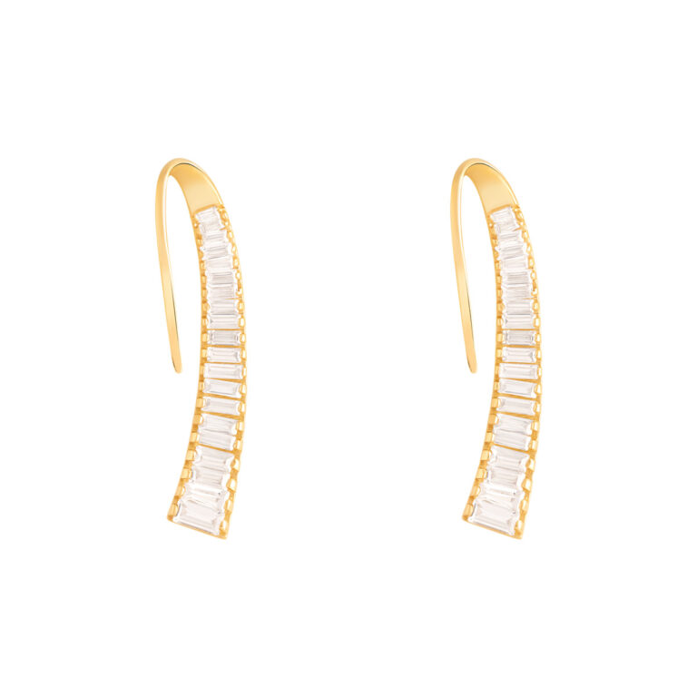 گوشواره طلا موج و نگین باگت