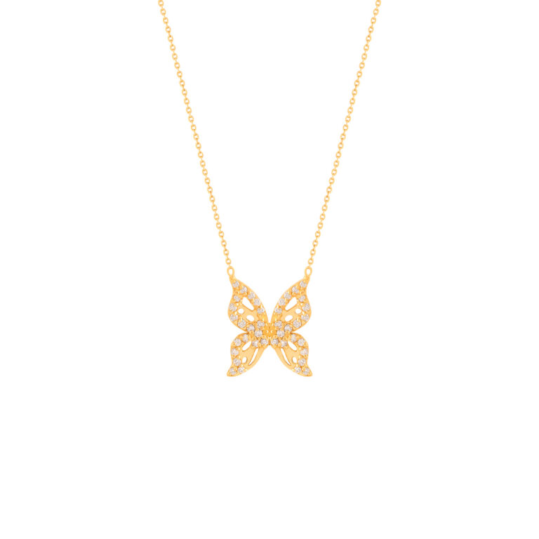 گردنبند طلا پروانه نگین دار