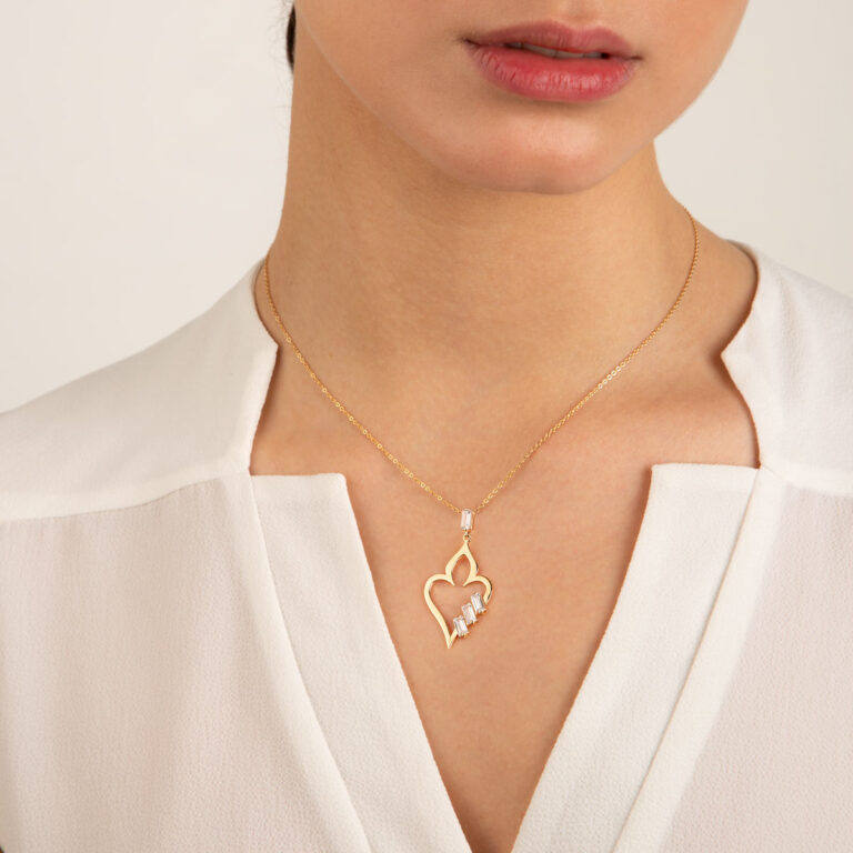 گردنبند طلا گل خَتایی جواهر نشان