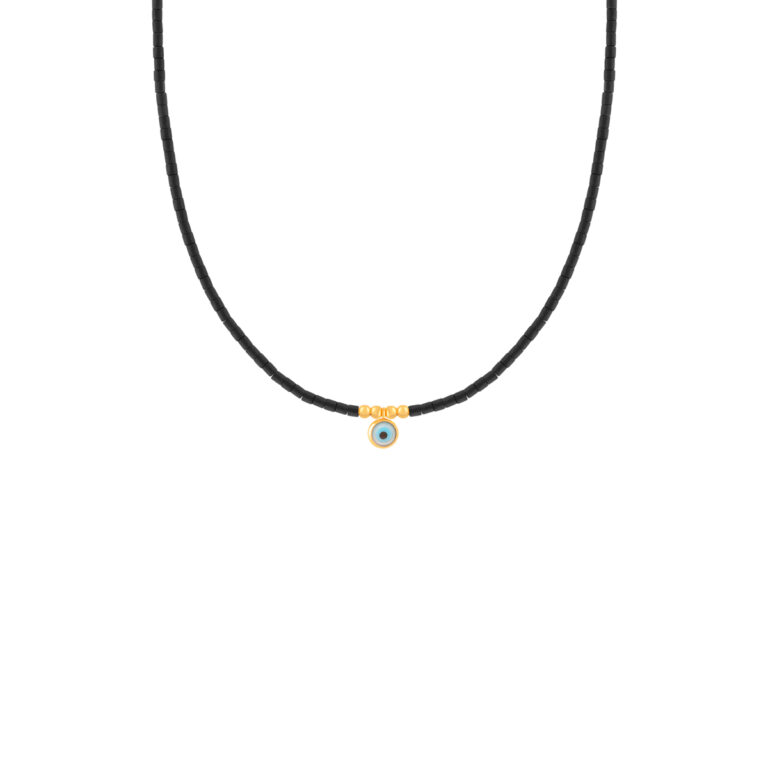 گردنبند طلا سنگی مشکی چشم