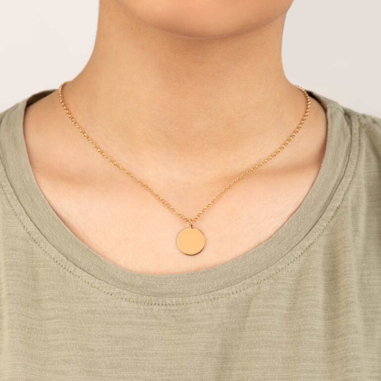 گردنبند طلا دایره حکاکی متوسط و رولو