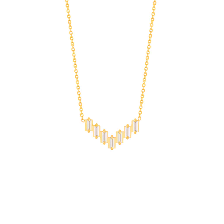 گردنبند طلا نگین باگت ( V )