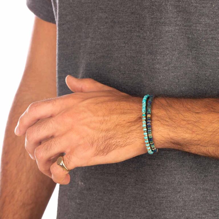 دستبند طلا سنگی واشر طلا و لاجورد - تصویر 2