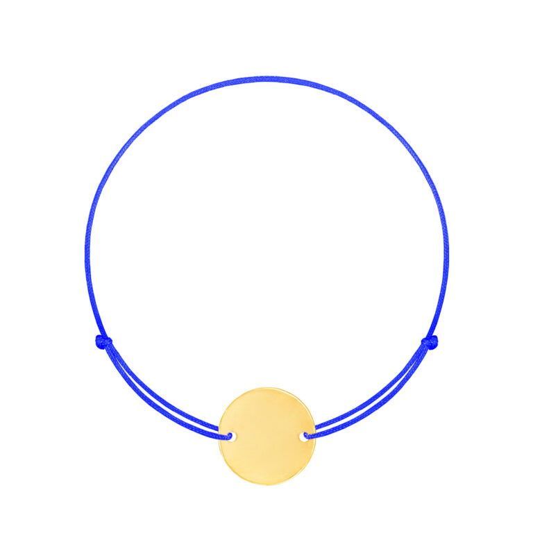 دستبند طلا بافت آبی دایره حکاکی متوسط