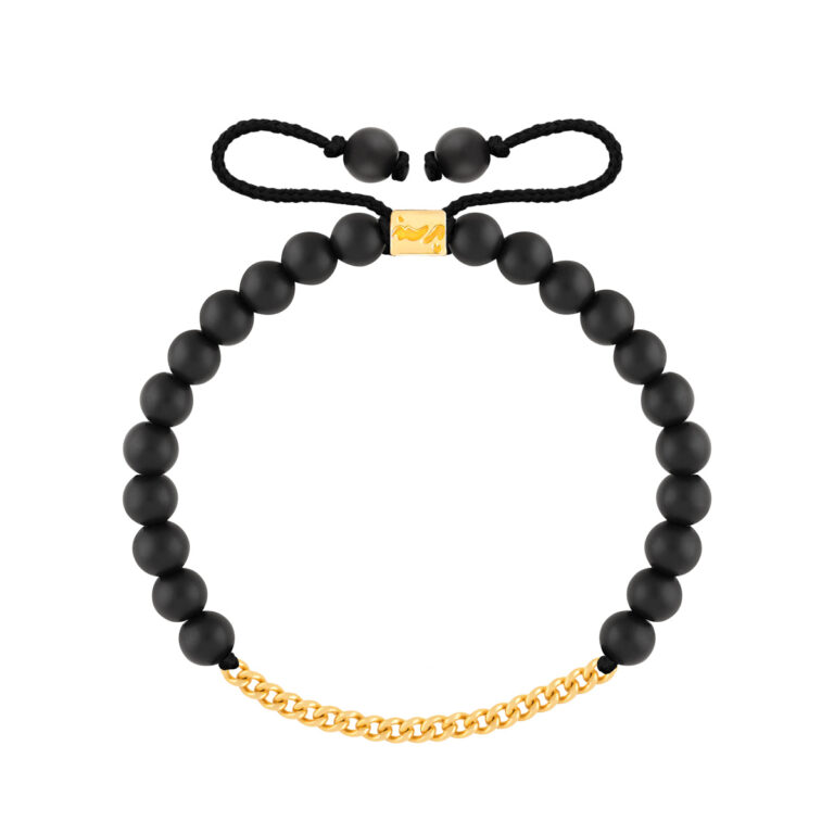 دستبند طلا نوزده حلقه کارتیه و اونیکس مات