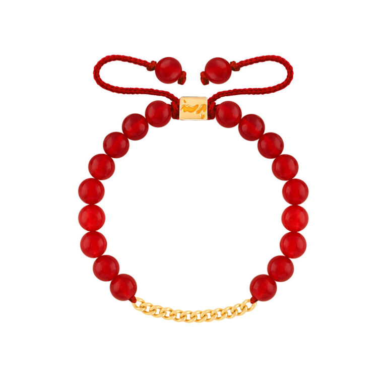 دستبند طلا دوازده حلقه کارتیه و عقیق