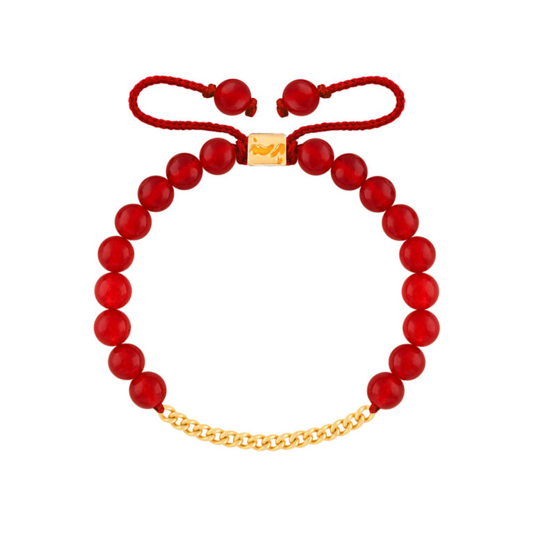 دستبند طلا سنگی شانزده حلقه کارتیه و عقیق