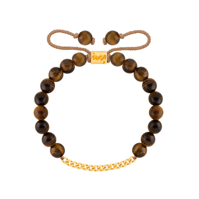 دستبند طلا سنگی سیزده حلقه کارتیه و تایگرز آی