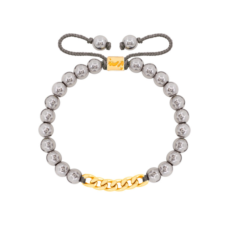 دستبند طلا سنگی شش حلقه کارتیه و حدید روشن