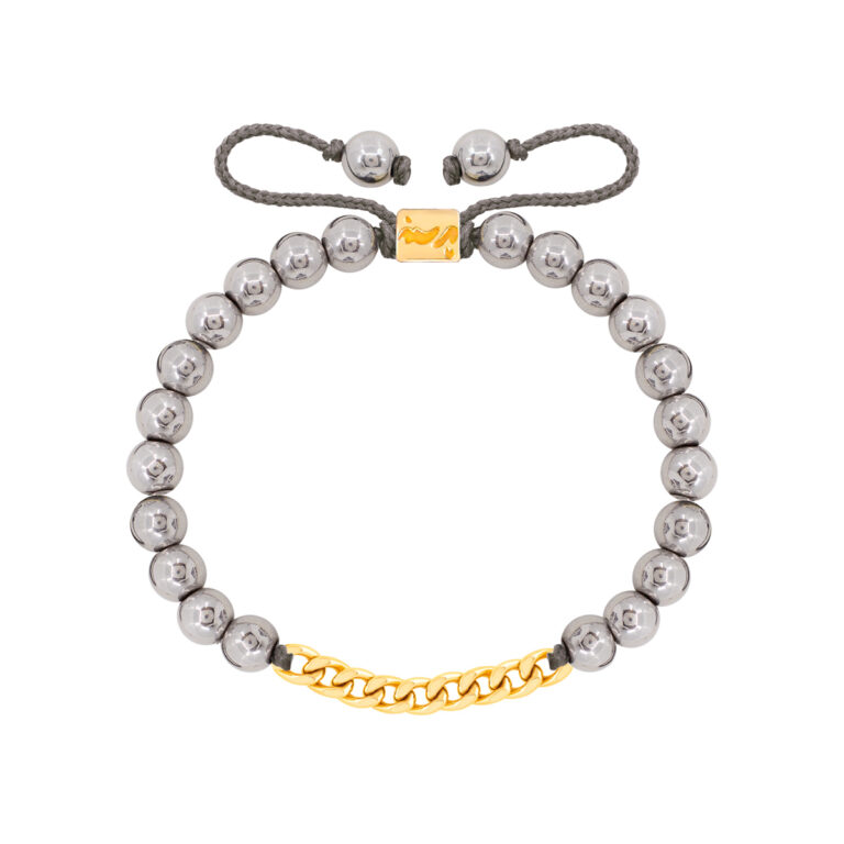 دستبند طلا سنگی نه حلقه کارتیه و حدید روشن