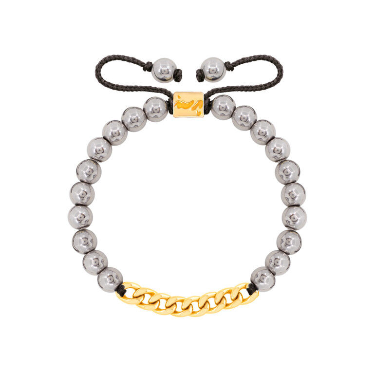 دستبند طلا سنگی هشت حلقه کارتیه و حدید روشن