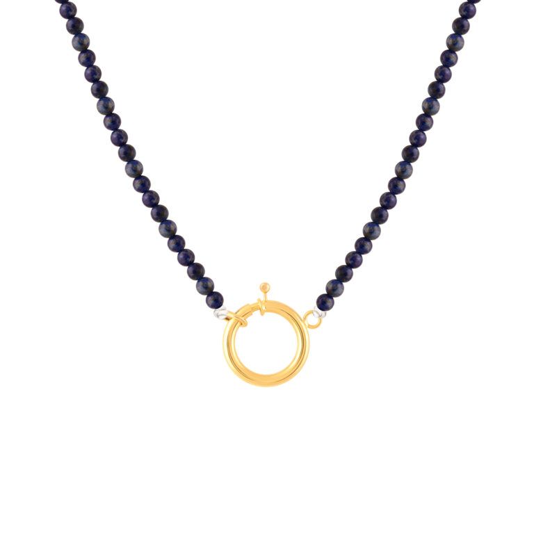 گردنبند طلا سنگی قفل دایره و لاجورد